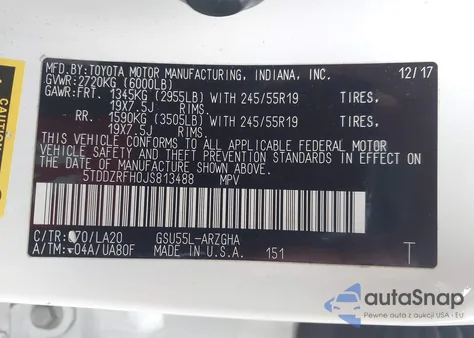 2018 Toyota Highlander Limited Platinum from USA, damaged, VIN 5TDDZRFH0JS813488